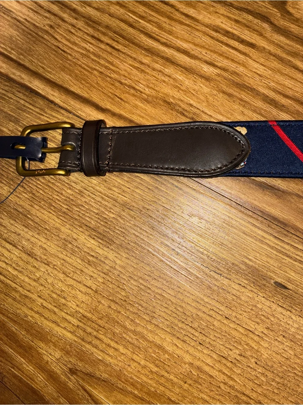 Polo Ralph Lauren Ribbon & Leather Flag Sweater Polo Bear Motif Belt - Picture 3 of 6